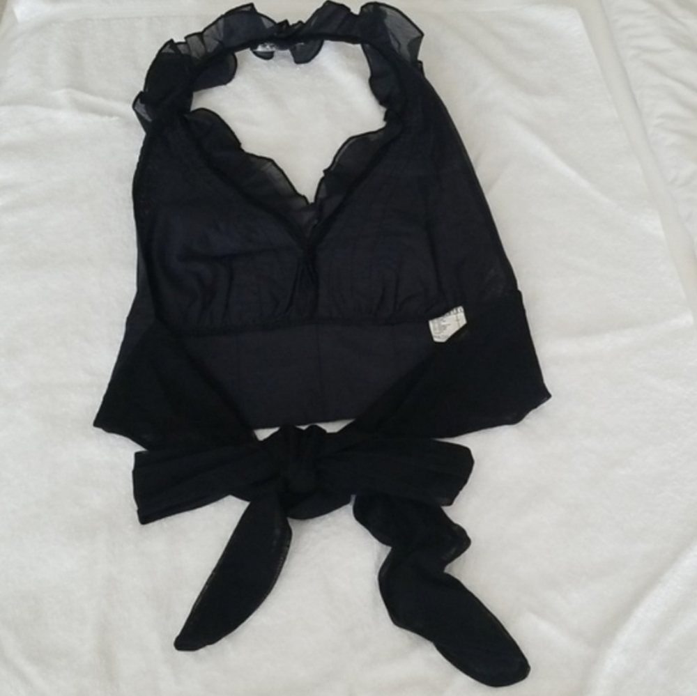 Brand new Siste's vintage halter open back wrap top